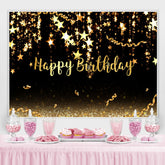 Schwarz Und Gold Sterne Bokeh Glücklich Geburtstag Hintergrund